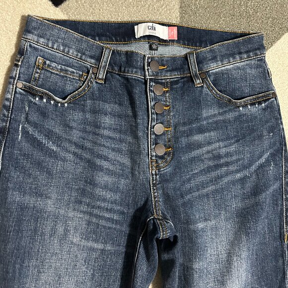 Cabi Exposed BUTTON FLY Distressed Straight Leg Jeans Women's Size 8 - Picture 2 of 14